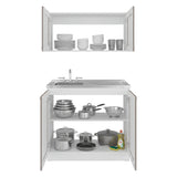 Cocina Zurich Blanco y Positano 100x49cm con Mesón de Acero Inoxidable y sin Estufa