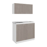 Cocina Zurich Blanco y Positano 100x49cm con Mesón de Acero Inoxidable y sin Estufa