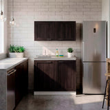 Cocina Zurich Blanco y Nogal 100x49cm con Mesón de Acero Inoxidable y sin Estufa