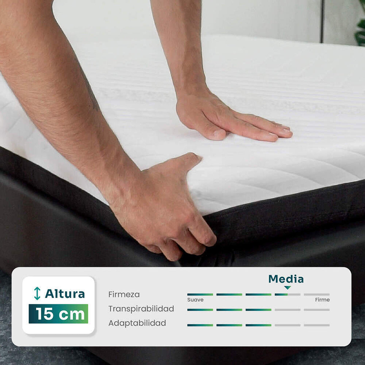 Colchón Enrollado Gravity E15 Blanco Semidoble 120 X 190 Cm Ortopedico Firmeza Medio
