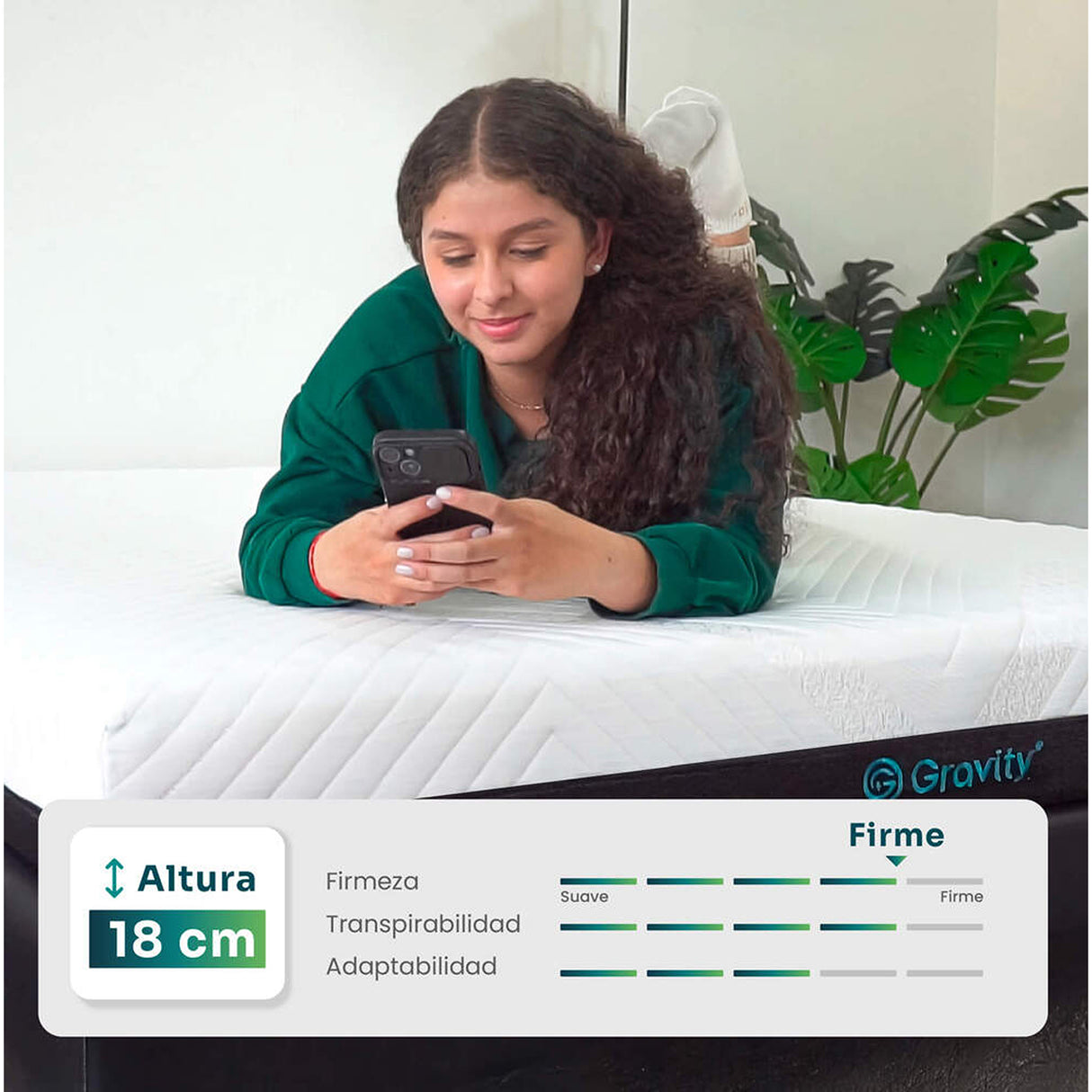 Combo Colchón Enrollado Gravity E18 Blanco Sencillo 100 X 190 Cm Ortopedico Firmeza Firme con Una Almohada Orbital Dream y Un Protector de Colchón