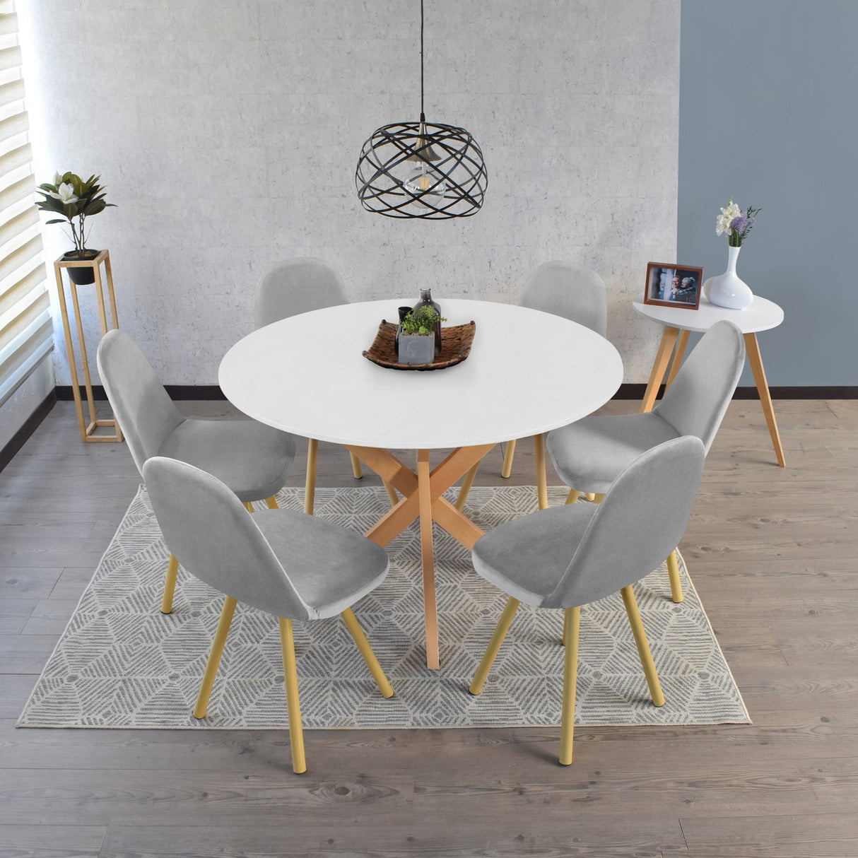 Mesa de Comedor Luxor Blanco y Matiz Natural 120x76.5cm