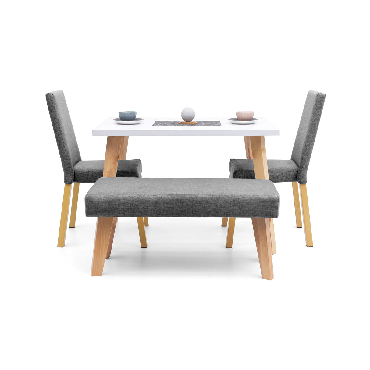 Juego de Comedor Lugo Blanco y Matiz Natural 110x76cm