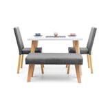Juego de Comedor Lugo Blanco y Matiz Natural 110x76cm