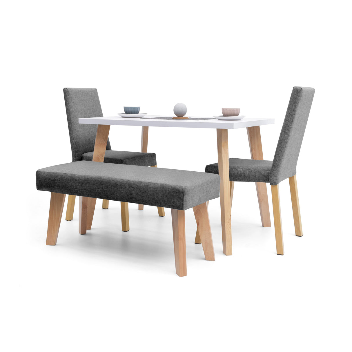 Juego de Comedor Lugo Blanco y Matiz Natural 110x76cm