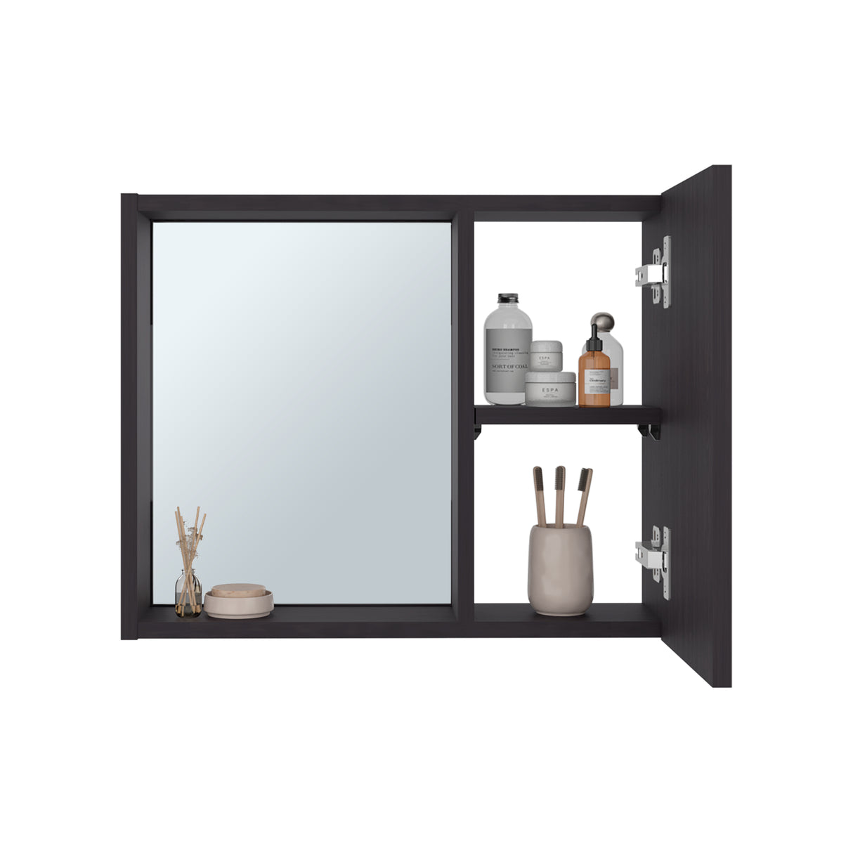 Gabinete de Baño Alessi Wengue 50.5x40.3cm con Una Puerta y con Espejo