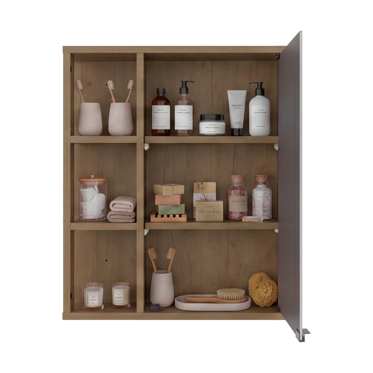 Gabinete de Baño Berkel Fresno Europeo 50x60cm con Una Puerta Cuatro Entrepaños y con Espejo
