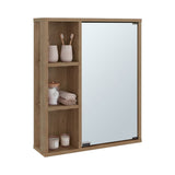 Gabinete de Baño Berkel Fresno Europeo 50x60cm con Una Puerta Cuatro Entrepaños y con Espejo