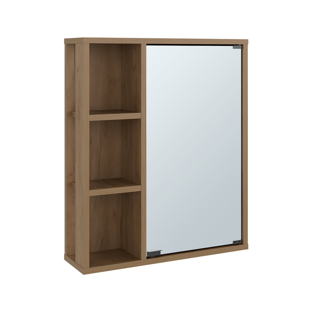 Gabinete de Baño Berkel Fresno Europeo 50x60cm con Una Puerta Cuatro Entrepaños y con Espejo