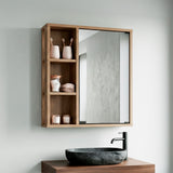 Gabinete de Baño Berkel Fresno Europeo 50x60cm con Una Puerta Cuatro Entrepaños y con Espejo
