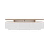 Rack de TV Serena Blanco y Fresno Europeo 180x51.1cm para TV Hasta 65" Pulgadas con Un Cajón y con Tres Compartimientos