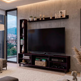 Centro de Entretenimiento Scio Wengue 170x169.1cm para TV Hasta 65" Pulgadas y con Nueve Compartimientos