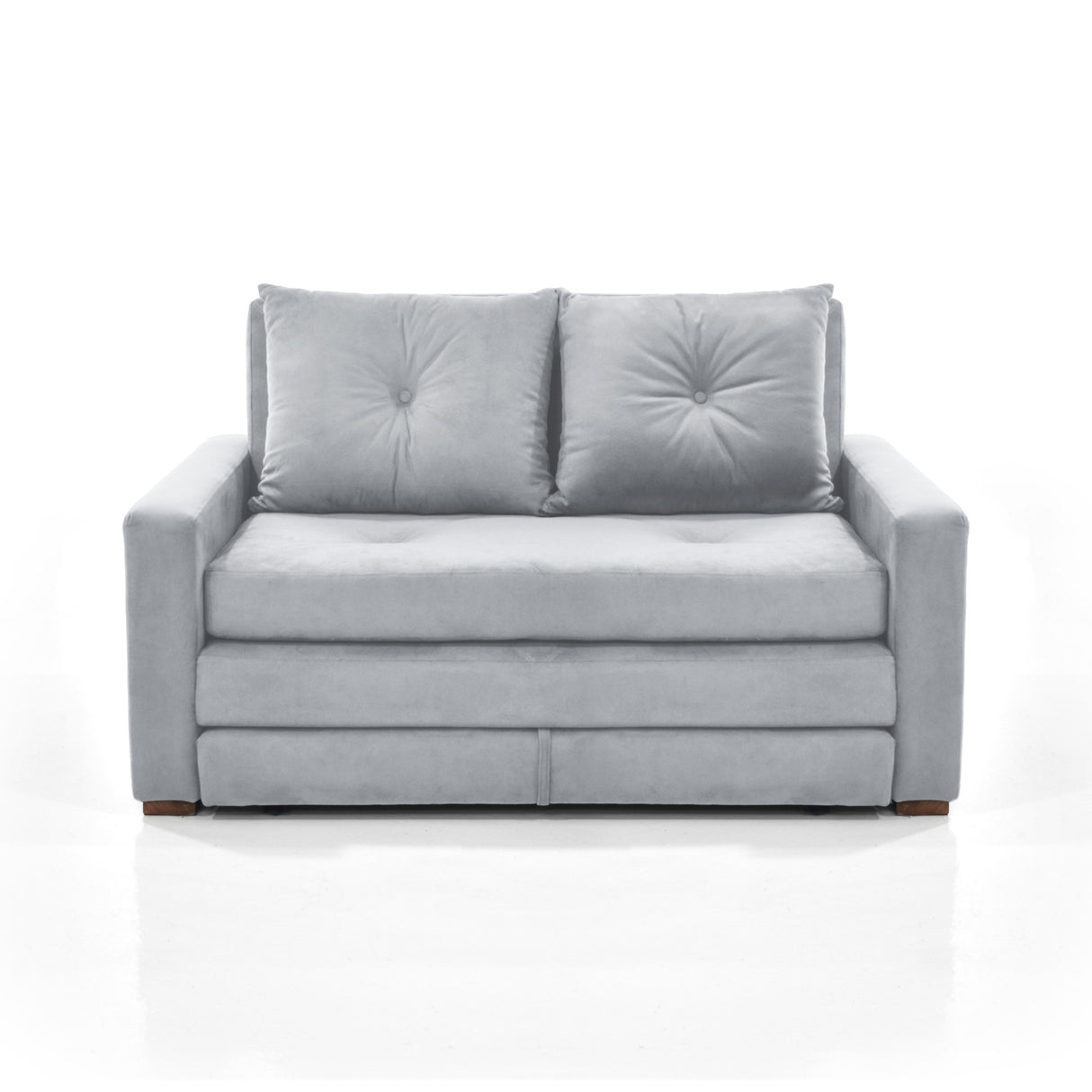 Sofacama Torino Plata y Matiz Caoba 147x87cm de Dos Puestos Reclinable y con Apoya Brazos