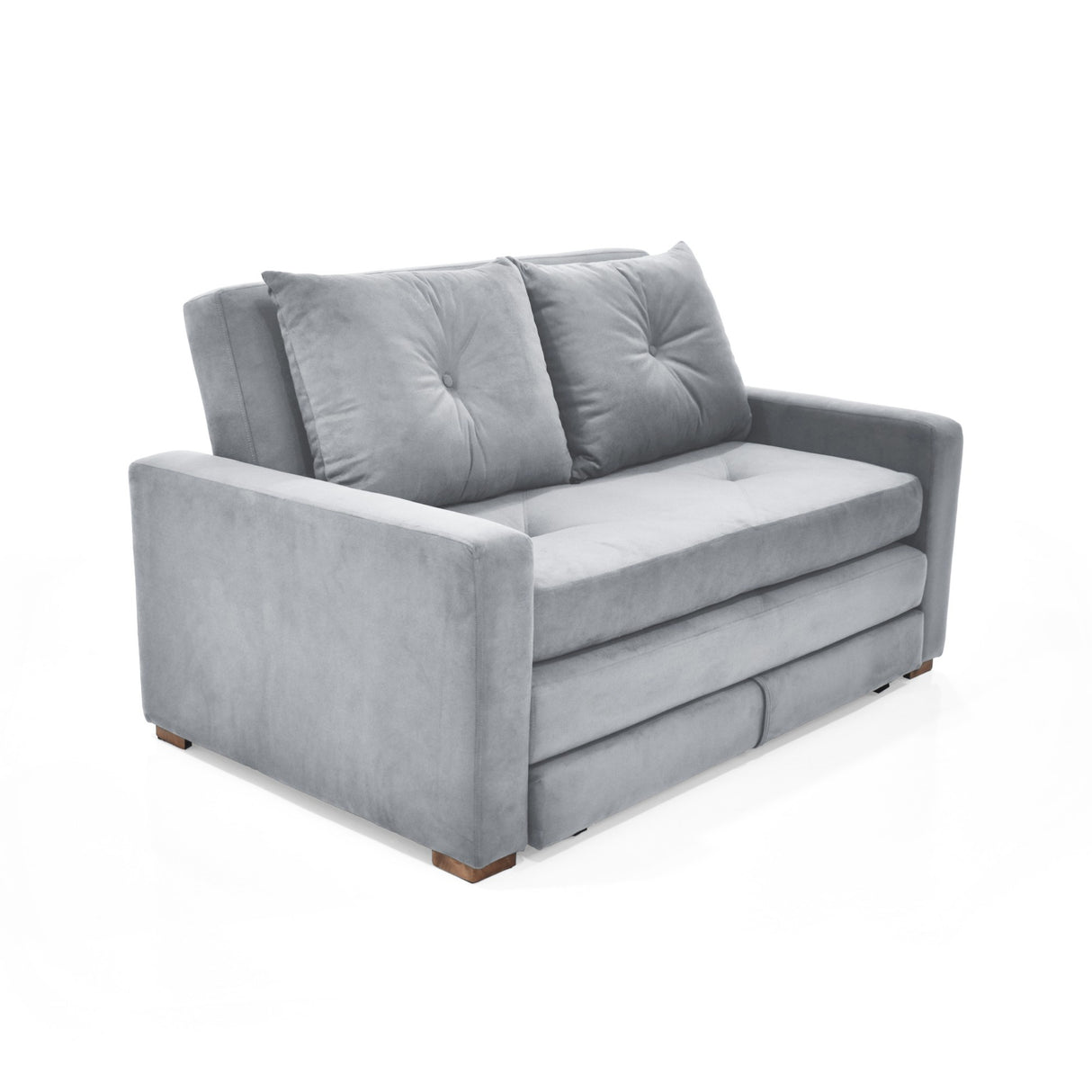 Sofacama Torino Plata y Matiz Caoba 147x87cm de Dos Puestos Reclinable y con Apoya Brazos