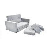 Sofacama Torino Plata y Matiz Caoba 147x87cm de Dos Puestos Reclinable y con Apoya Brazos