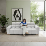 Sofacama Miami Plata y Matiz Natural 228x78cm de Tres Puestos Reclinable y con Apoya Brazos