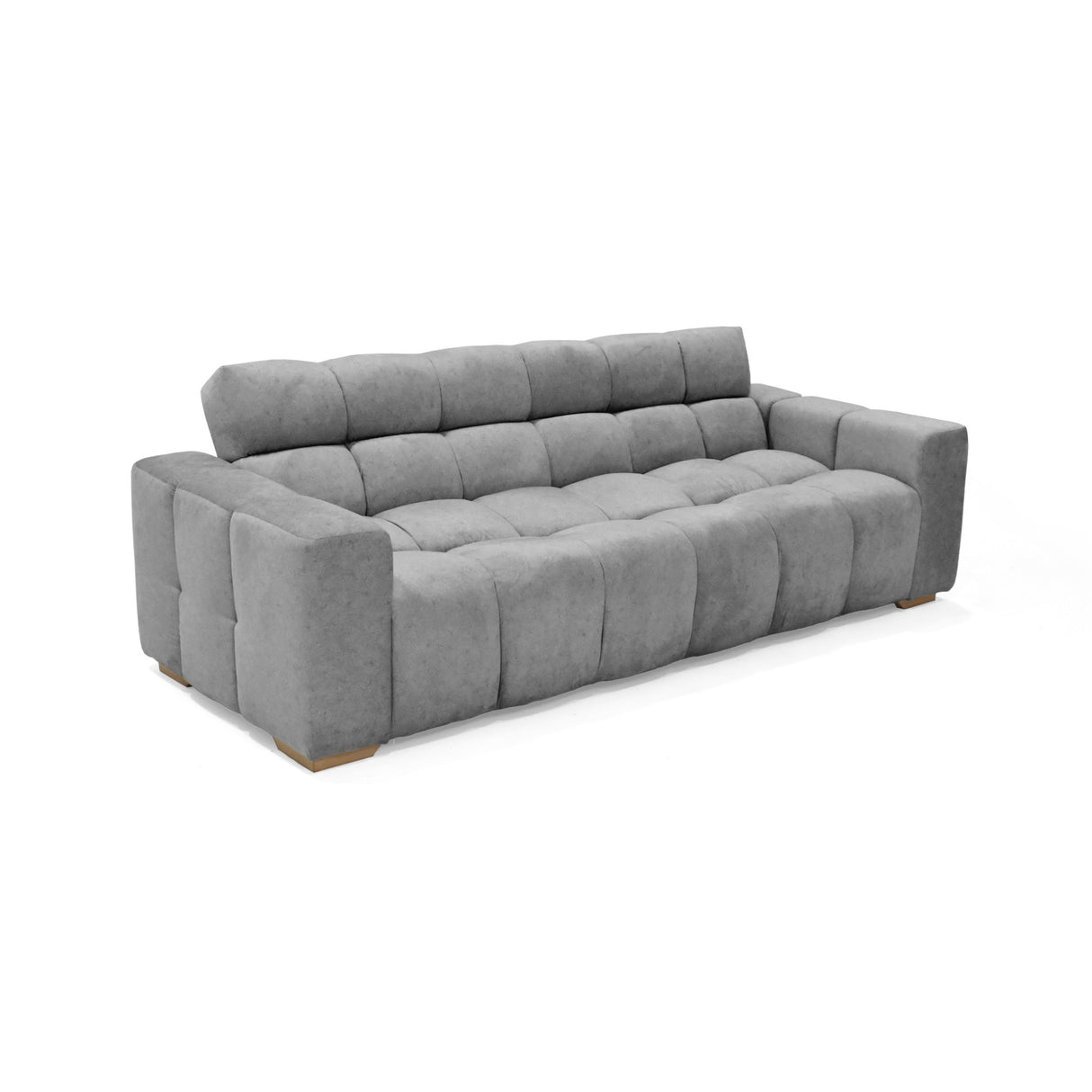 Sofacama Miami Gris y Matiz Natural 228x78cm de Tres Puestos Reclinable y con Apoya Brazos