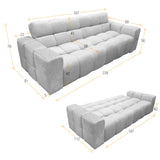 Sofacama Miami Gris y Matiz Natural 228x78cm de Tres Puestos Reclinable y con Apoya Brazos