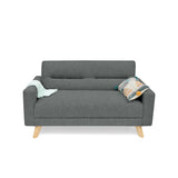 Sofá Barza Gris y Matiz Natural 150x82cm de Dos Puestos y con Apoya Brazos