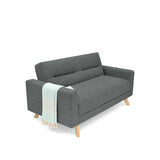 Sofá Barza Gris y Matiz Natural 150x82cm de Dos Puestos y con Apoya Brazos
