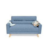 Sofá Barza Indigo y Matiz Natural 150x82cm de Dos Puestos y con Apoya Brazos