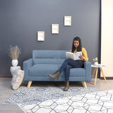 Sofá Barza Indigo y Matiz Natural 150x82cm de Dos Puestos y con Apoya Brazos