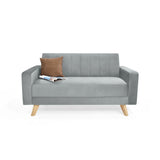 Sofá Baru Plata y Matiz Natural 150x82cm de Dos Puestos y con Apoya Brazos