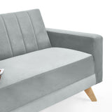 Sofá Baru Plata y Matiz Natural 150x82cm de Dos Puestos y con Apoya Brazos
