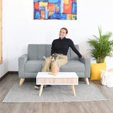 Sofá Baru Plata y Matiz Natural 150x82cm de Dos Puestos y con Apoya Brazos