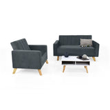 Sala Baru Gris y Matiz Natural 150x82cm de Tres Puestos con Una Poltrona y Una Mesa de Centro Barza