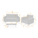Sala Baru Gris y Matiz Natural 150x82cm de Tres Puestos con Una Poltrona y Una Mesa de Centro Barza