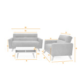 Sala Barza Gris y Matiz Natural 150x82cm de Tres Puestos y con Apoya Brazos