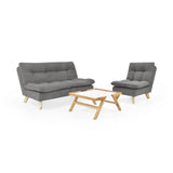 Sala Toulose Gris y Matiz Natural 140x80cm de Tres Puestos y sin Apoya Brazos