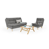 Sala Toulose Gris y Matiz Natural 140x80cm de Tres Puestos y sin Apoya Brazos