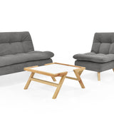 Sala Toulose Gris y Matiz Natural 140x80cm de Tres Puestos y sin Apoya Brazos