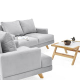 Sala Lisboa Plata y Matiz Natural 137x84cm de Tres Puestos y con Apoya Brazos