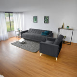 Sala Dominic Gris y Matiz Natural 206x80cm de Cuatro Puestos Reclinable y con Apoya Brazos