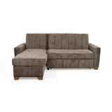 Sofá Cama en L Derecho Apolo Taupe y Matiz Caoba 220x92cm de Tres Puestos Reclinable con Almacenamiento y con Apoya Brazos