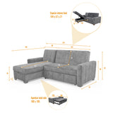 Sofá Cama en L Derecho Apolo Taupe y Matiz Caoba 220x92cm de Tres Puestos Reclinable con Almacenamiento y con Apoya Brazos