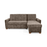 Sofá Cama en L Izquierdo Apolo Taupe y Matiz Caoba 220x92cm de Tres Puestos Reclinable con Almacenamiento y con Apoya Brazos