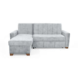 Sofá Cama en L Derecho Apolo Plata y Matiz Caoba 220x92cm de Tres Puestos Reclinable con Almacenamiento y con Apoya Brazos