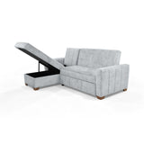 Sofá Cama en L Derecho Apolo Plata y Matiz Caoba 220x92cm de Tres Puestos Reclinable con Almacenamiento y con Apoya Brazos