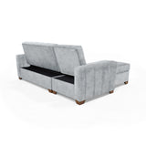 Sofá Cama en L Derecho Apolo Plata y Matiz Caoba 220x92cm de Tres Puestos Reclinable con Almacenamiento y con Apoya Brazos