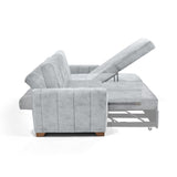 Sofá Cama en L Izquierdo Apolo Plata y Matiz Caoba 220x92cm de Tres Puestos Reclinable con Almacenamiento y con Apoya Brazos