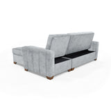 Sofá Cama en L Izquierdo Apolo Plata y Matiz Caoba 220x92cm de Tres Puestos Reclinable con Almacenamiento y con Apoya Brazos