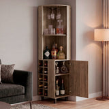 Bar Esquinero Kaia Cannolo 45x180cm con Doce Compartimientos y con Diez Portabotellas