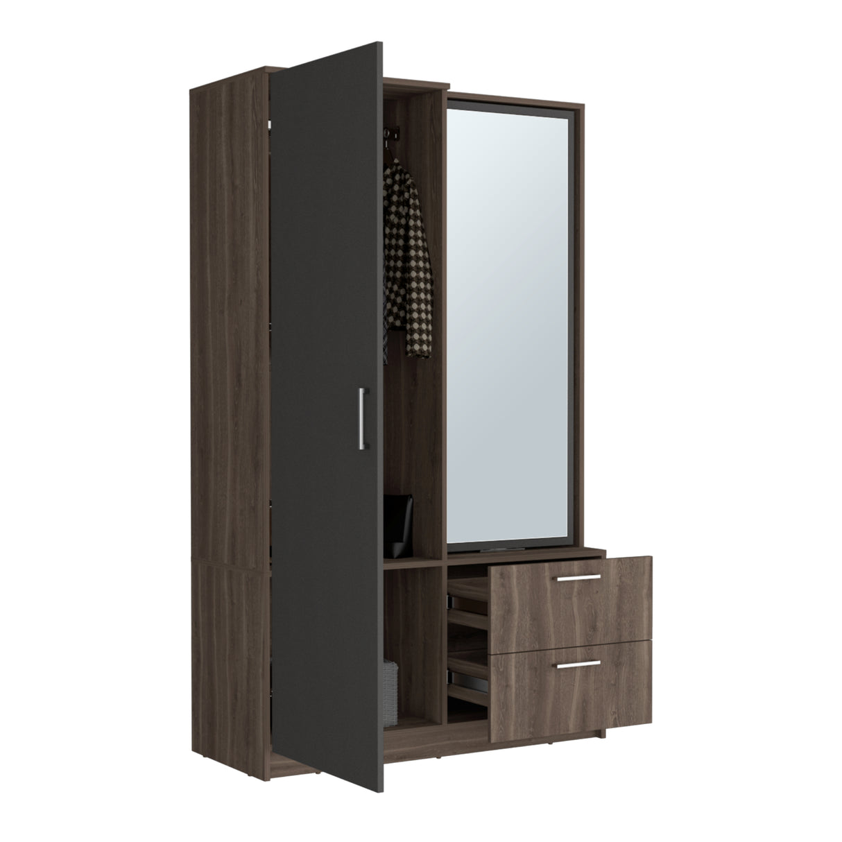 Closet Seville Milan y Plomo 106.6x180cm con Una Puerta y con Espejo