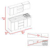 Cocina Boreal Blanco Fresno 180x210cm con Mesón de Acero Inoxidable Lado Izquierdo y sin Estufa