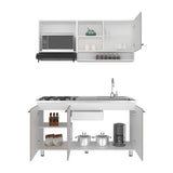 Cocina Orquidea Blanco Positano 150x210cm con Mesón de Acero Inoxidable Lado Derecho y sin Estufa