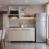 Cocina Orquidea Blanco Positano 150x210cm con Mesón de Acero Inoxidable Lado Derecho y sin Estufa